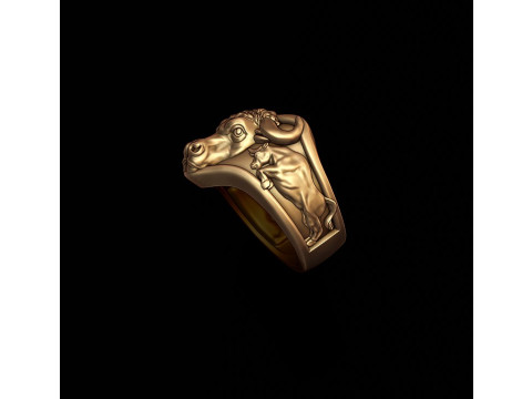 Bull head basrelief ring 3D print model Modelo de impresión 3D