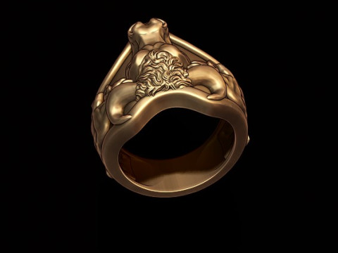 Bull head basrelief ring 3D print model Modelo de impresión 3D