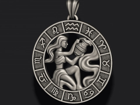 Zodiac acuario lite pendant 3D print model Modelo de impresión 3D