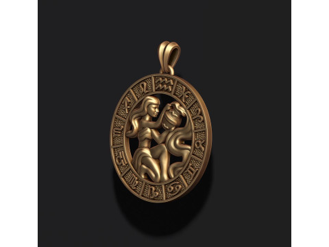 Zodiac acuario lite pendant 3D print model Modelo de Impressão 3D