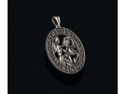 Zodiac acuario lite pendant 3D print model Modelo de Impressão 3D