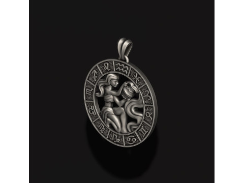 Zodiac acuario lite pendant 3D print model Modelo de Impressão 3D
