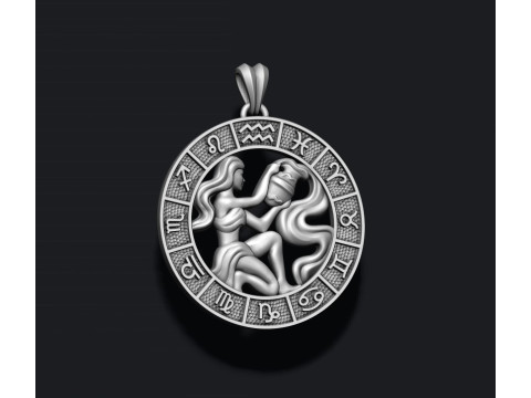 Zodiac acuario lite pendant 3D print model Modelo de Impressão 3D