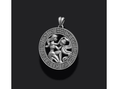 Zodiac acuario lite pendant 3D print model Modelo de Impressão 3D
