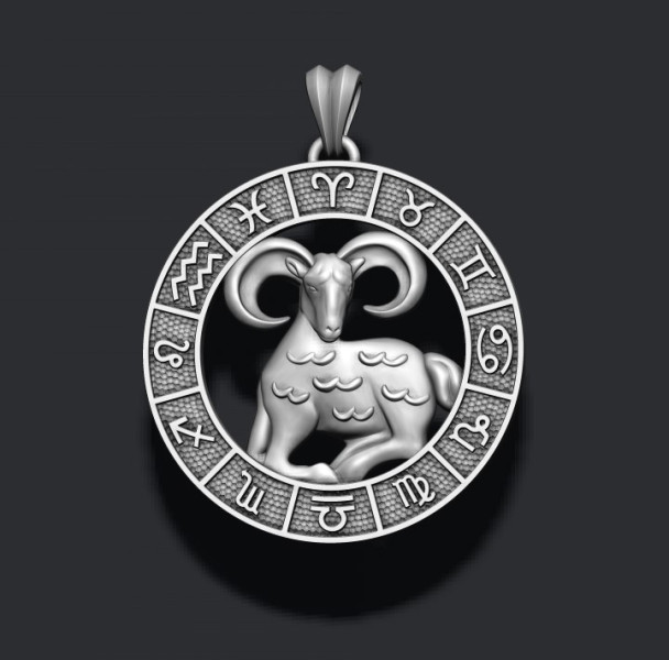 Zodiac Aries lite pendant 3D print model Modelo de impresión 3D .c4d .max .obj .3ds .fbx .stl .blend
