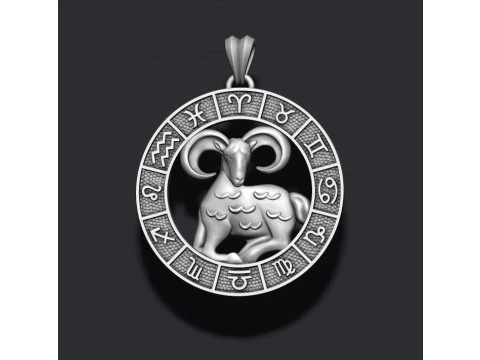 Modelo de impress&atilde;o 3D do pingente Zodiac Aries lite Modelo de Impressão 3D