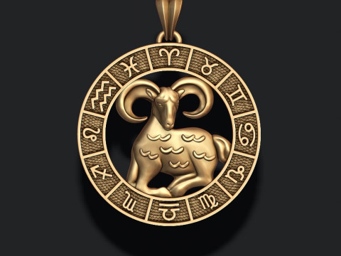 Zodiac Aries lite pendant 3D print model Modelo de impresión 3D