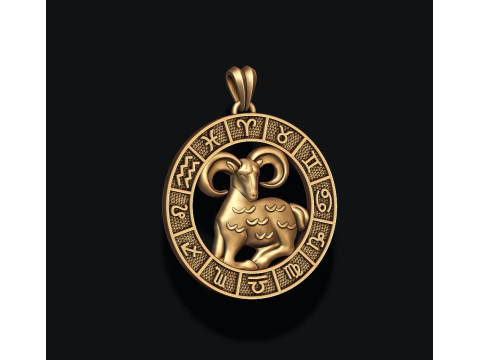 Zodiac Aries lite pendant 3D print model Modelo de impresión 3D