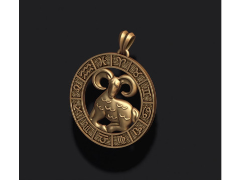 Zodiac Aries lite pendant 3D print model Modelo de impresión 3D