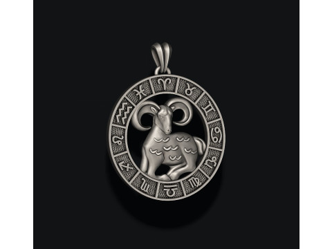Zodiac Aries lite pendant 3D print model Modelo de impresión 3D