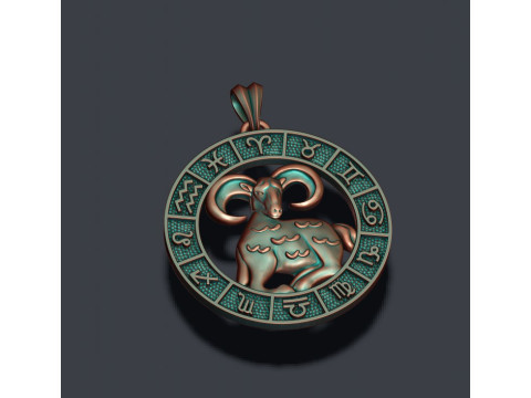 Zodiac Aries lite pendant 3D print model Modelo de impresión 3D