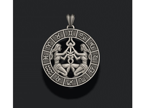 Zodiac Gemini The Twins lite pendant 3D print model Modelo de impresión 3D