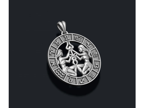 Zodiac Gemini The Twins lite pendant 3D print model 3D Принт Модель