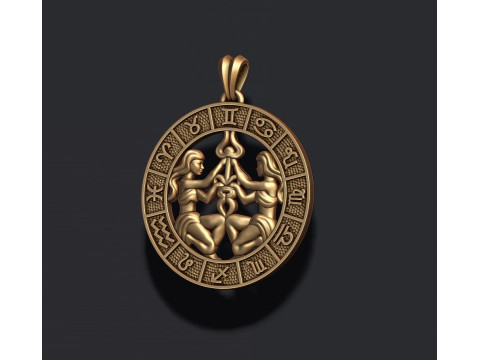 Zodiac Gemini The Twins lite pendant 3D print model 3D Принт Модель