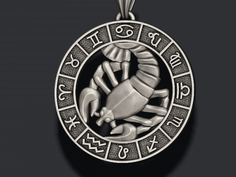 Zodiac cancer The Crab lite pendant 3D print model Modelo de impresión 3D