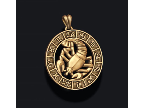 Zodiac cancer The Crab lite pendant 3D print model 3Dプリントモデル