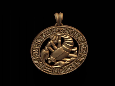 Zodiac cancer The Crab lite pendant 3D print model 3Dプリントモデル