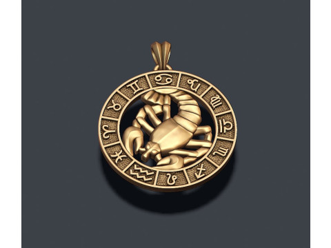 Zodiac cancer The Crab lite pendant 3D print model 3Dプリントモデル