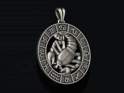 Zodiac cancer The Crab lite pendant 3D print model 3Dプリントモデル