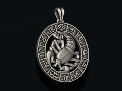 Zodiac cancer The Crab lite pendant 3D print model 3D Print Model