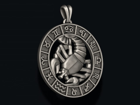 Zodiac cancer The Crab lite pendant 3D print model 3Dプリントモデル