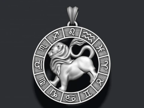 Pingente Zodiac Leo Lion lite modelo de impress&atilde;o 3D Modelo de Impressão 3D