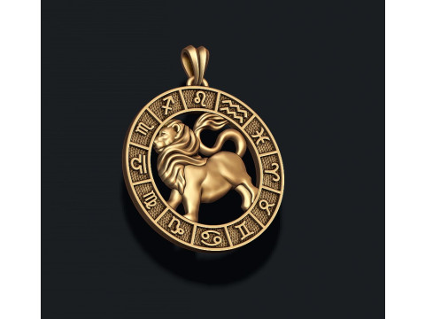 Zodiac Leo Lion lite pendant 3D print model 3D प्रिंट मॉडल