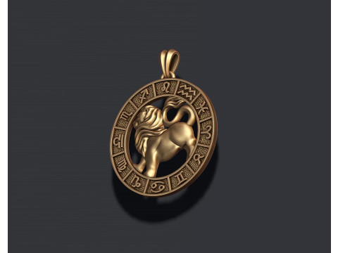 Zodiac Leo Lion lite pendant 3D print model 3D प्रिंट मॉडल