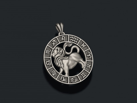 Zodiac Leo Lion lite pendant 3D print model 3D प्रिंट मॉडल