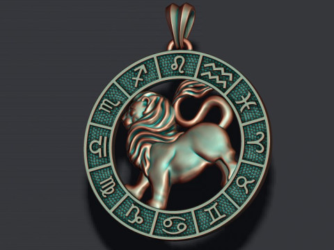 Zodiac Leo Lion lite pendant 3D print model 3D प्रिंट मॉडल