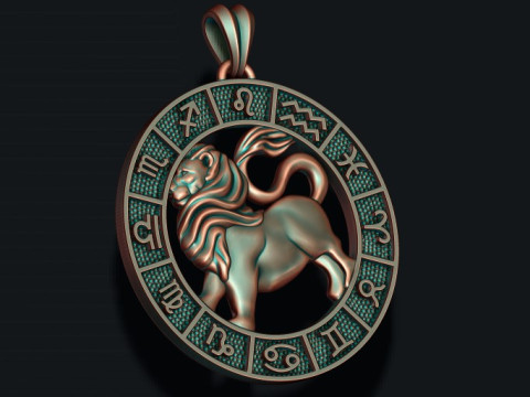 Zodiac Leo Lion lite pendant 3D print model 3D प्रिंट मॉडल
