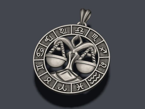 Pingente Zodiac Libra The Scales Lite Modelo de impress&atilde;o 3D Modelo de Impressão 3D