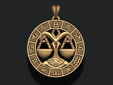 Zodiac Libra The Scales lite pendant 3D print model 3D Print Model