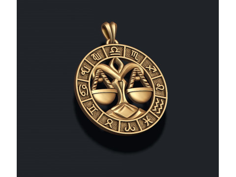 Zodiac Libra The Scales lite pendant 3D print model 3D Принт Модель