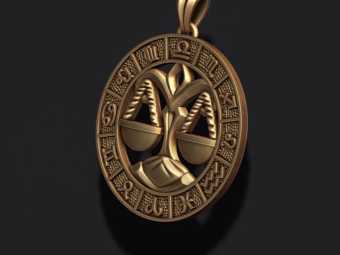 Zodiac Libra The Scales lite pendant 3D print model 3D Принт Модель