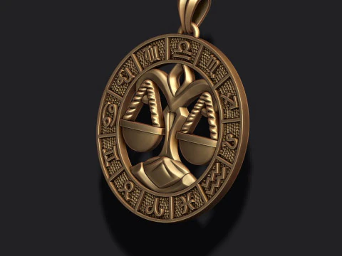 Zodiac Libra The Scales lite pendant 3D print model 3D Print Model
