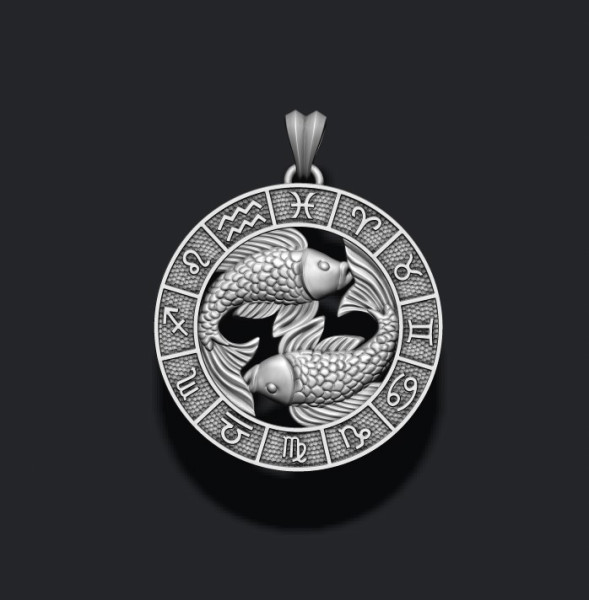 Zodiac pisces fish lite pendant 3D print model 3D-printmodel .c4d .max .obj .3ds .fbx .stl .blend