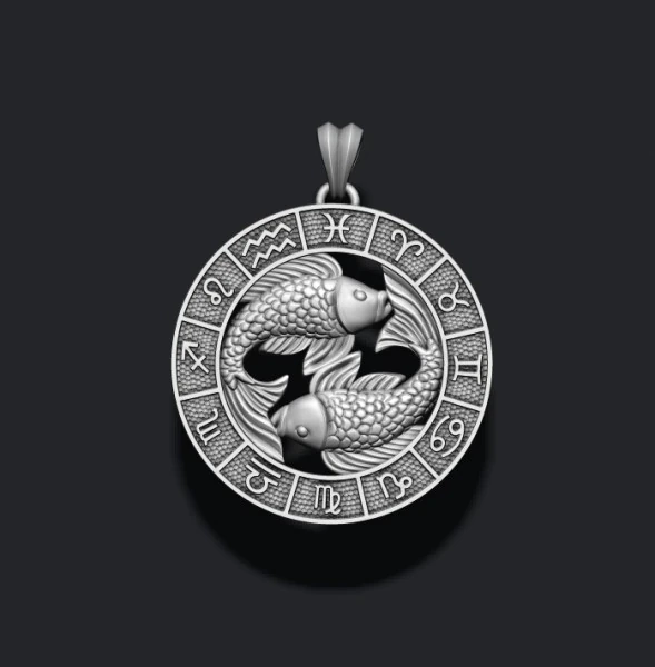 Zodiac pisces fish lite pendant 3D print model 3D Print Model .c4d .max .obj .3ds .fbx .stl .blend 