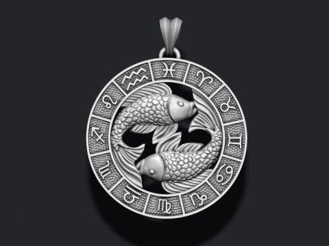 Zodiac pisces fish lite pendant 3D print model Modelo de impresión 3D