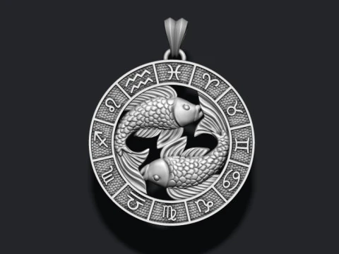 Zod&iacute;aco peixes peixe lite pingente modelo de impress&atilde;o 3D Modelo de Impressão 3D