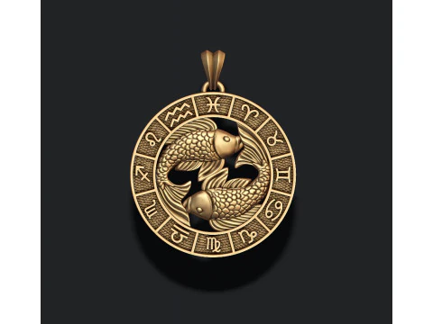 Zodiac pisces fish lite pendant 3D print model 3D Print Model