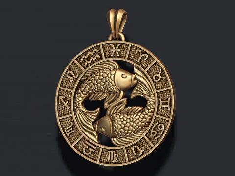 Zodiac pisces fish lite pendant 3D print model 3D Print Model