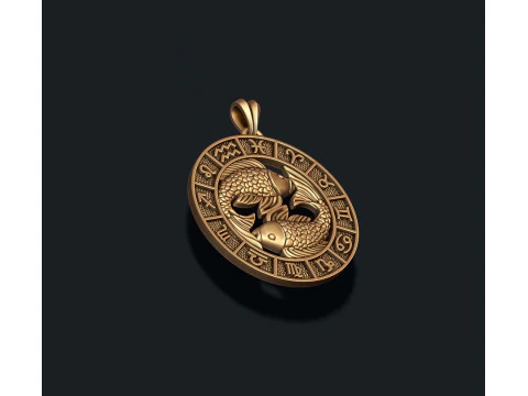 Zodiac pisces fish lite pendant 3D print model 3D Print Model