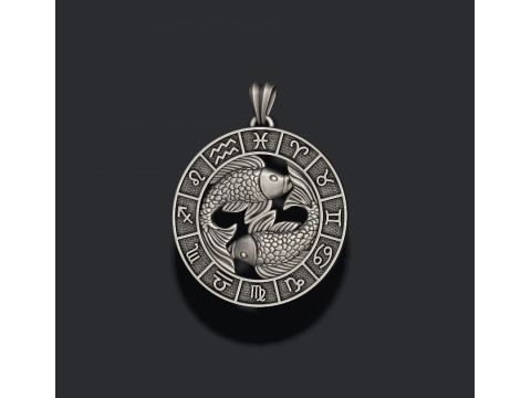Zodiac pisces fish lite pendant 3D print model 3D-printmodel