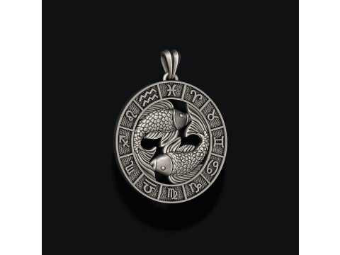 Zodiac pisces fish lite pendant 3D print model 3D-printmodel