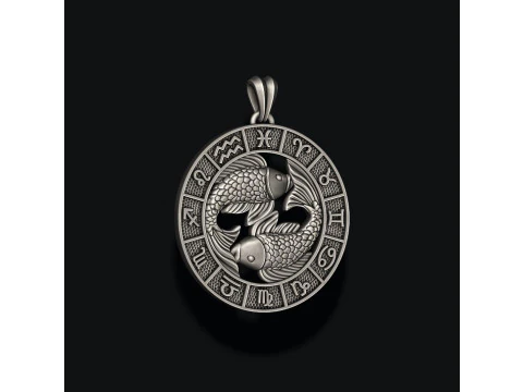 Zodiac pisces fish lite pendant 3D print model 3D Print Model