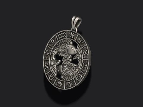 Zodiac pisces fish lite pendant 3D print model 3D Print Model