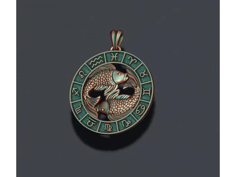 Zodiac pisces fish lite pendant 3D print model 3D Print Model