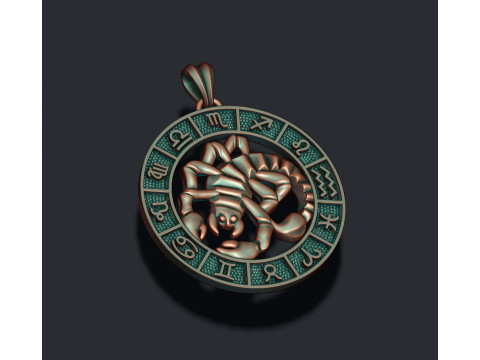 Zodiac Scorpion lite pendant 3D print model Modèles 3D en vedette