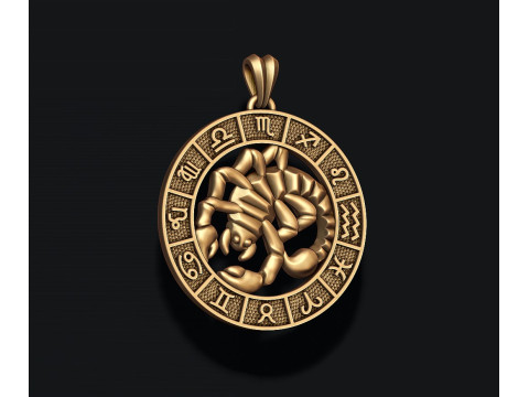 Zodiac Scorpion lite pendant 3D print model Modèles 3D en vedette